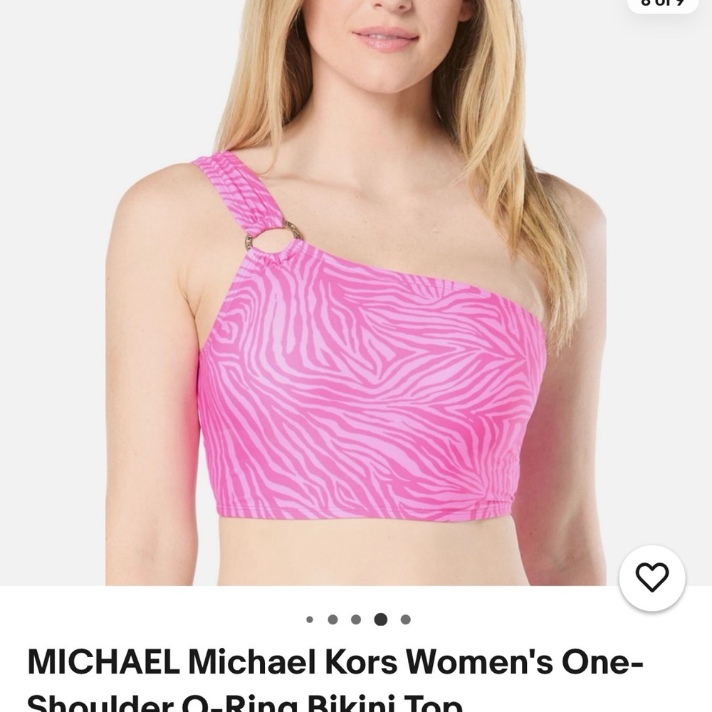 Michael Kors Pink Zebra One-Shoulder Bikini Top